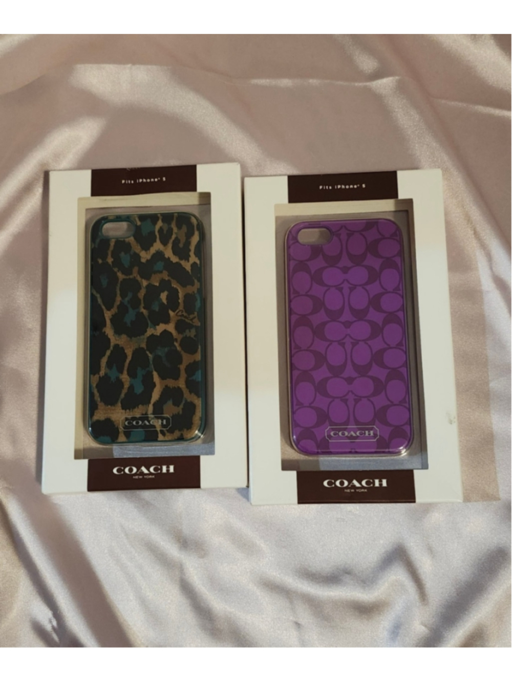 Coach iPhone 5 Case Set, Leopard and Purple Signature Print